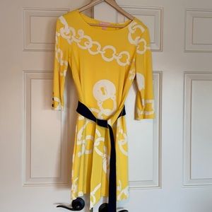 Lilly Pulitzer yellow belted dress in size Small